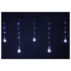 Christmas light curtain with 10 bulbs and 130 cold white nanoLEDs 2,7 m indoor/outdoor