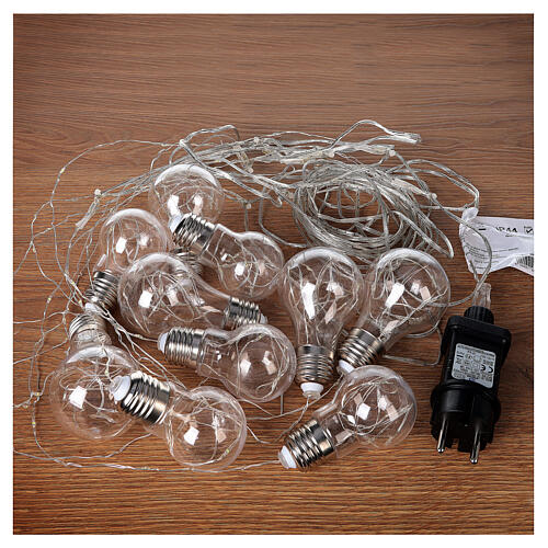 Christmas light curtain with 10 bulbs and 130 cold white nanoLEDs 2,7 m indoor/outdoor 4