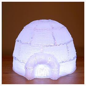 Acrylic igloo with 30 cold white LEDs indoor/outdoor 30 cm
