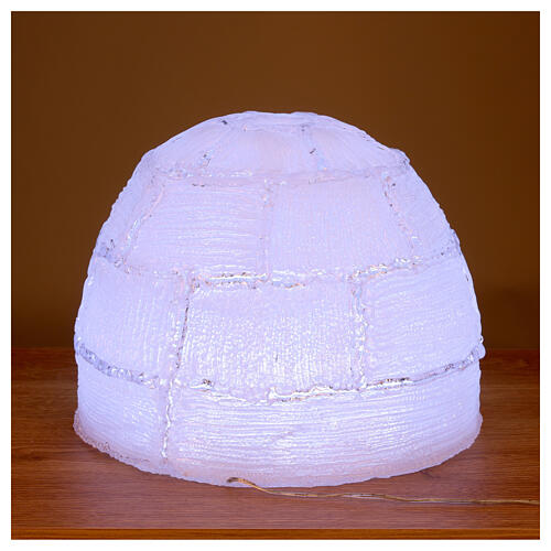 Acrylic igloo with 30 cold white LEDs indoor/outdoor 30 cm 3