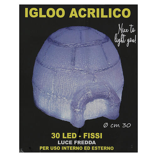 Acrylic igloo with 30 cold white LEDs indoor/outdoor 30 cm 5