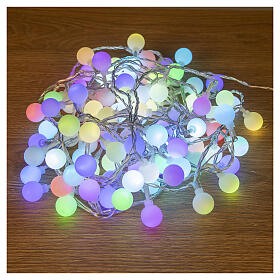 Light chain 100 LED matt balls clear cable 5 m indoor/outdoor