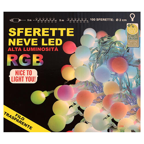 Świąteczne lampki, łańcuch 5 m z 100 opalizującymi kulkami LED RGB 4