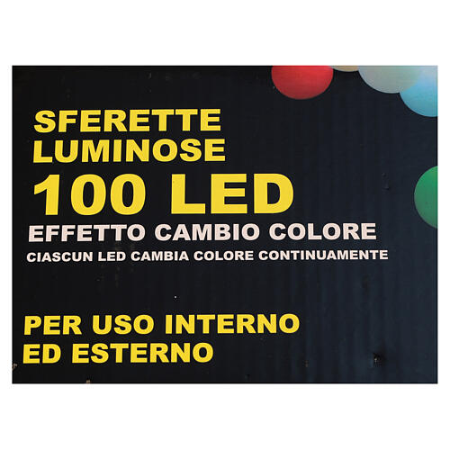 Świąteczne lampki, łańcuch 5 m z 100 opalizującymi kulkami LED RGB 6