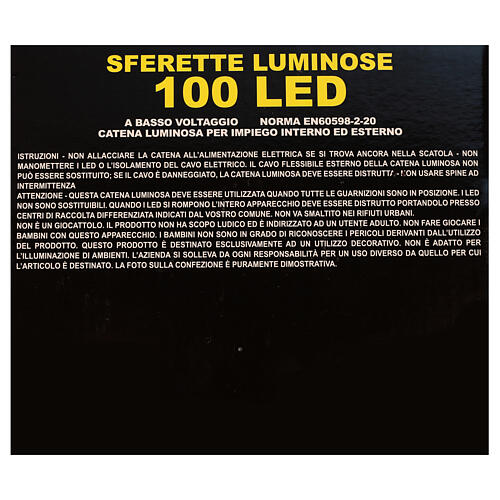 Świąteczne lampki, łańcuch 5 m z 100 opalizującymi kulkami LED RGB 7