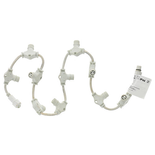 Horizontal white cable extension with 10 plugs 1 m indoor/outdoor 1