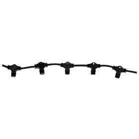 Horizontal black cable extension with 10 plugs 1 m indoor/outdoor