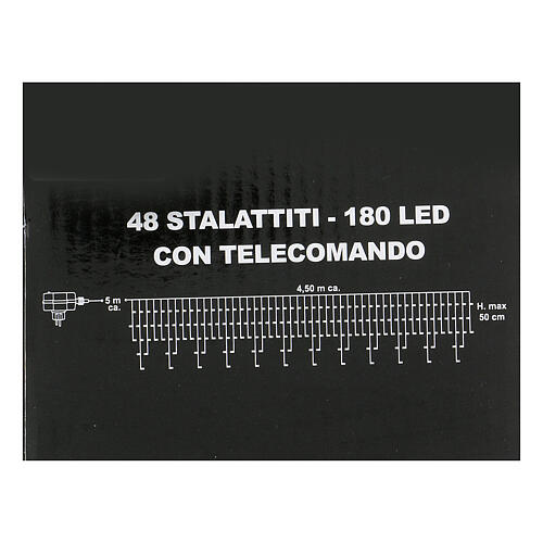 Rideau stalactites 180 LEDs 4,2 m lumière blanc chaud télécommande extérieur 7