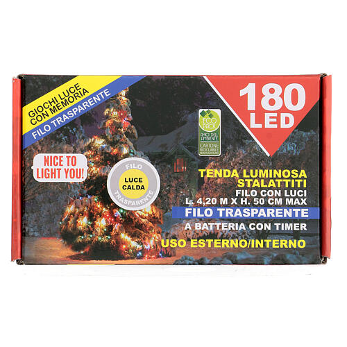 Świąteczna kurtyna świetlna, stalaktyty 4,2 m z 180 ciepłymi białymi LED 5