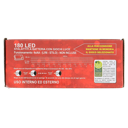 Świąteczna kurtyna świetlna, stalaktyty 4,2 m z 180 ciepłymi białymi LED 6