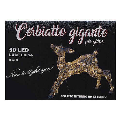 Cerbiattino luce 50 led luce calda h 70 cm interno esterno 8