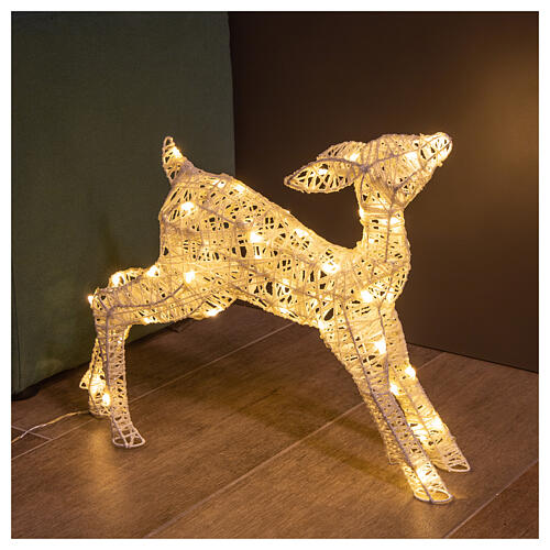 Decoração luminosa de Natal filhote de veado 50 lâmpadas LED branco quente, altura 70 cm, interior/exterior 3