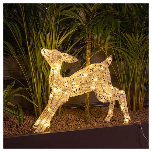 Decoração luminosa de Natal filhote de veado 50 lâmpadas LED branco quente, altura 70 cm, interior/exterior 4