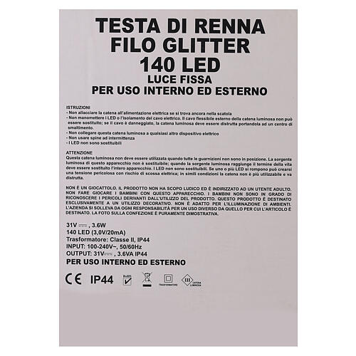 Testa renna argento luce 140 led h 84 cm interno esterno 9