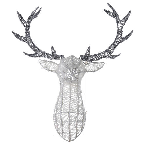 Decoração luminosa cabeça de veado prateada 140 lâmpadas LED, altura 84 cm, interior/exterior 5