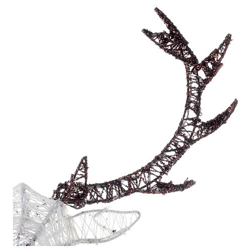Tête renne blanc marron 140 lumières LED h 84 cm intérieur extérieur 5
