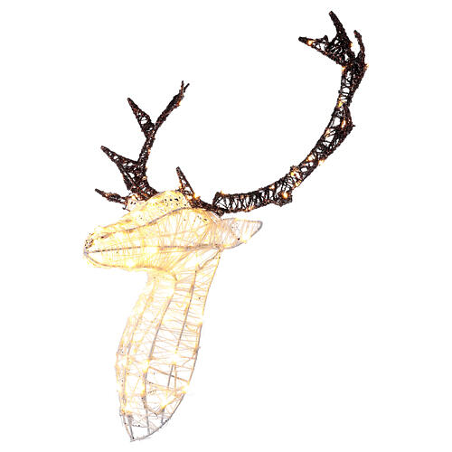 Tête renne blanc marron 140 lumières LED h 84 cm intérieur extérieur 6