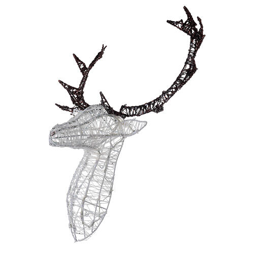 Decoração luminosa cabeça de veado branca e castanha 140 lâmpadas LED, altura 84 cm, interior/exterior 7