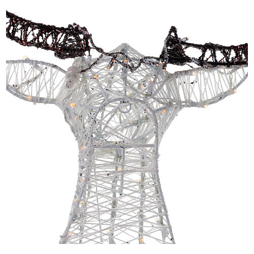 Decoração luminosa cabeça de veado branca e castanha 140 lâmpadas LED, altura 84 cm, interior/exterior 8