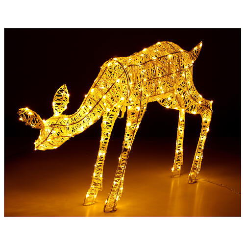 Decoração luminosa de Natal corça 180 lâmpadas LED branco quente, altura 72 cm, interior/exterior 3