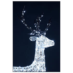 Decoração luminosa de Natal veado 260 lâmpadas LED branco frio, altura 1,3 m, interior/exterior