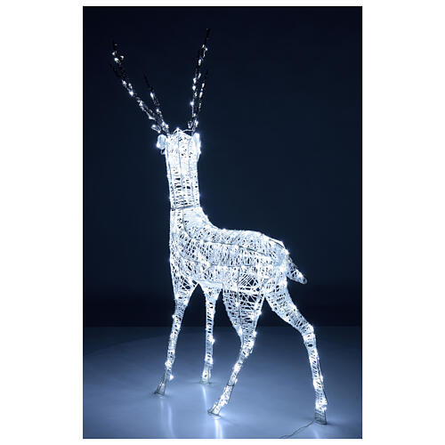Decoração luminosa de Natal veado 260 lâmpadas LED branco frio, altura 1,3 m, interior/exterior 6