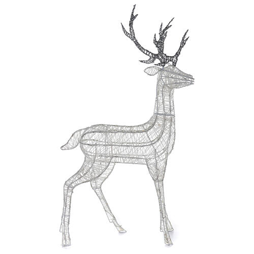 Decoração luminosa de Natal veado 260 lâmpadas LED branco frio, altura 1,3 m, interior/exterior 8