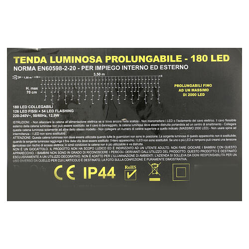 Tenda stalattiti 180 led luce calda fredda interno esterno 6