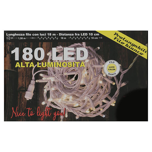 Christmas light chain 180 warm white LEDs 18 m indoor/outdoor 4