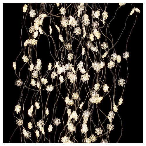 Warm white light fall 720 LEDs snowflakes 2,5 m indoor/outdoor 3