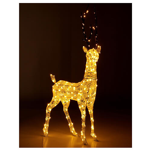 Leuchtender Hirsch für Weihnachten mit 200 warmweißen LEDs Innen- und Außenbereich, 100 cm 2