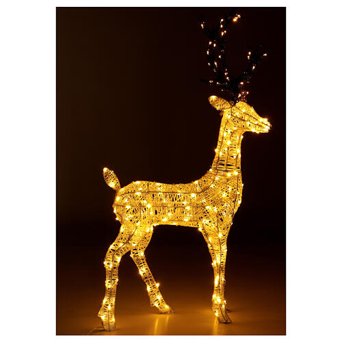 Cerf Noël fil paillettes 200 LEDs blanc chaud 100 cm int/ext 1