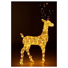 Decoração luminosa de Natal veado glitter 200 lâmpadas LED branco quente, altura 1 m, interior/exterior