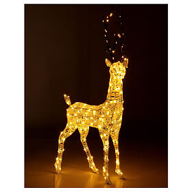Decoração luminosa de Natal veado glitter 200 lâmpadas LED branco quente, altura 1 m, interior/exterior