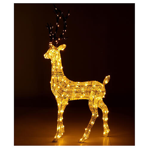 Decoração luminosa de Natal veado glitter 200 lâmpadas LED branco quente, altura 1 m, interior/exterior 3