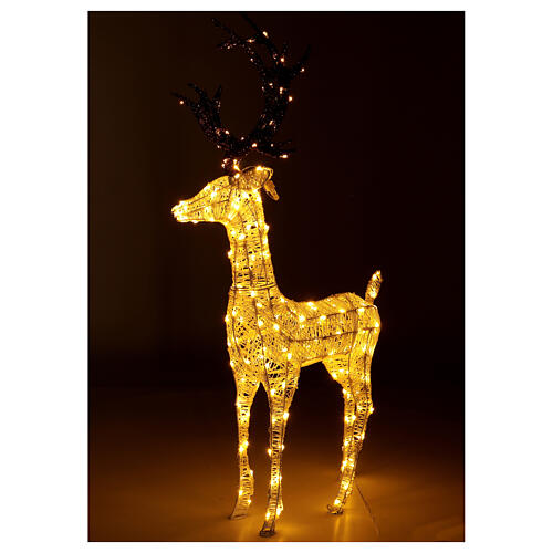 Decoração luminosa de Natal veado glitter 200 lâmpadas LED branco quente, altura 1 m, interior/exterior 4