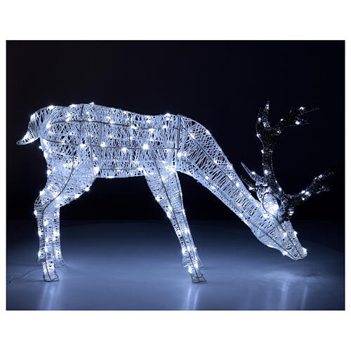 Cerf lumineux qui broute 200 LEDs blanc froid 100 cm int/ext 1