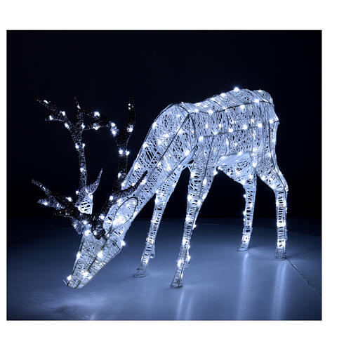 Cerf lumineux qui broute 200 LEDs blanc froid 100 cm int/ext 2