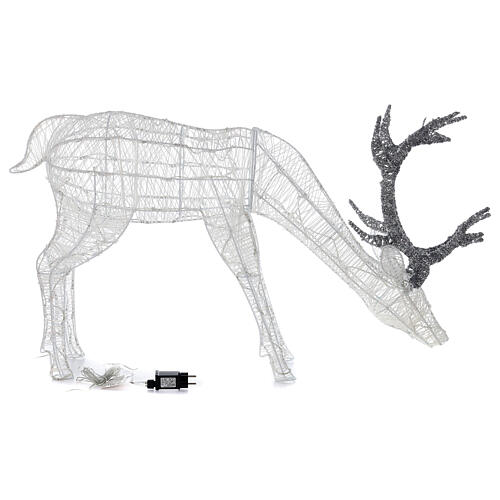 Decoração luminosa de Natal veado pastando 200 lâmpadas LED branco frio, altura 1 m, interior/exterior 7