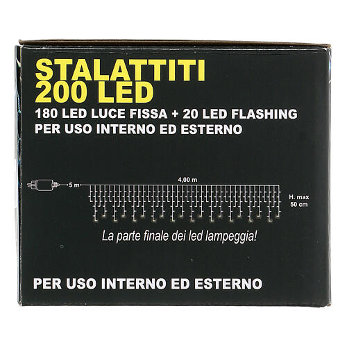 Rideau stalactites 200 LEDs 4 m blanc froid intérieur extérieur 6