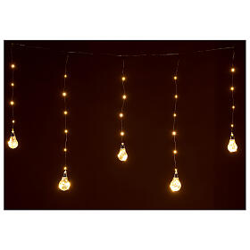 Rideau 10 ampoules 130 LEDs blanc chaud 2,7 m int ext