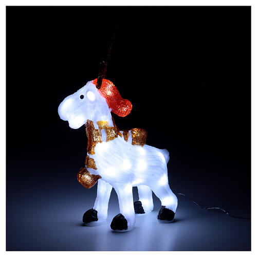 White reindeer sculpture with scarf 40 LED cold white 50 cm indoor outdoor 2