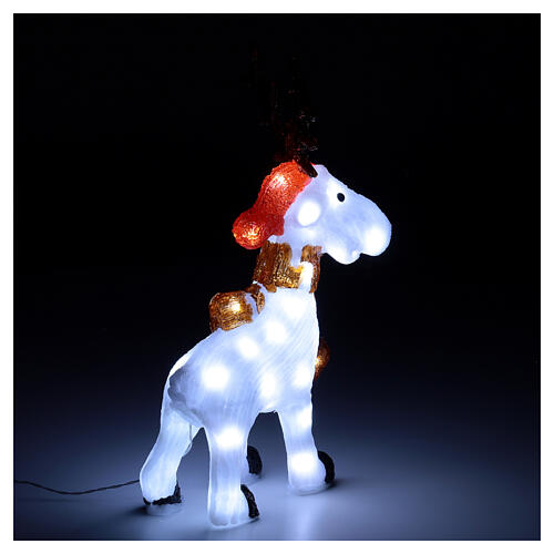 White reindeer sculpture with scarf 40 LED cold white 50 cm indoor outdoor 5