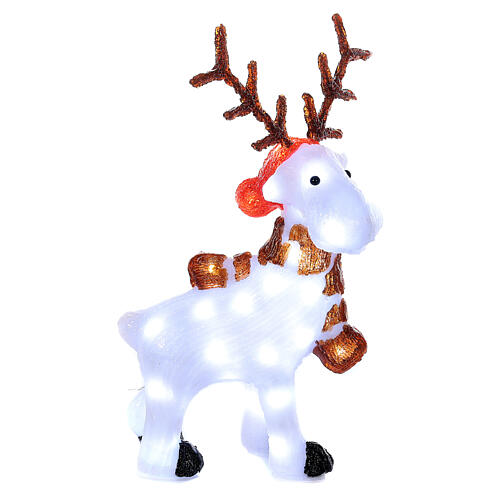 White reindeer sculpture with scarf 40 LED cold white 50 cm indoor outdoor 6
