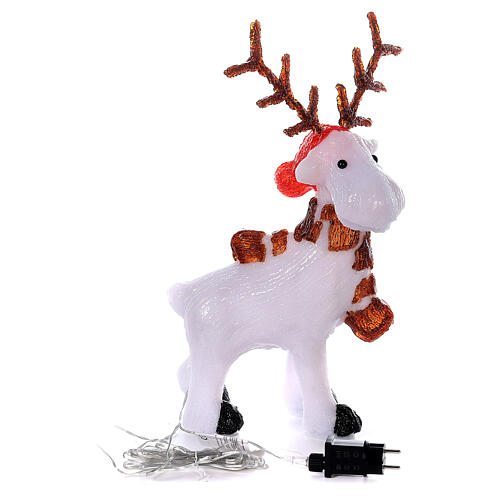 White reindeer sculpture with scarf 40 LED cold white 50 cm indoor outdoor 7