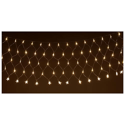 Lichtervorhang mit Sternen und 200 warmweißen LEDs Innen- und Außenbereich, 4 m 1