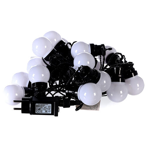 Light chain with 20 balls of 5 cm 80 warm white LEDs 6,65 m indoor/outdoor 5