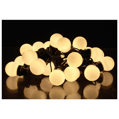 Luz de Natal 20 esferas 5 cm 80 LEDs branco quente 6,65 m interior/exterior 4