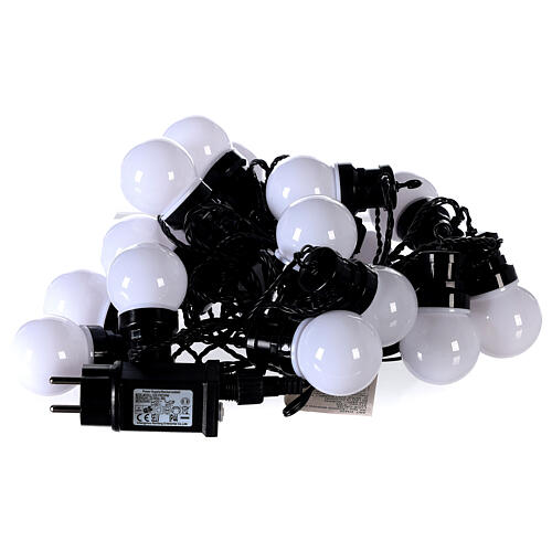 Luz de Natal 20 esferas 5 cm 80 LEDs branco quente 6,65 m interior/exterior 5