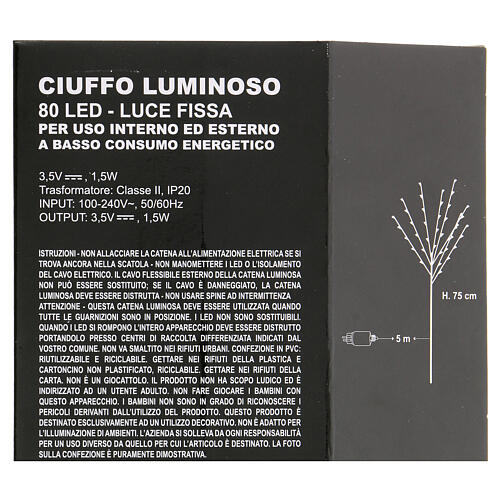 Árbol luminoso marrón 80 led luz cálida 75 cm int ext 5